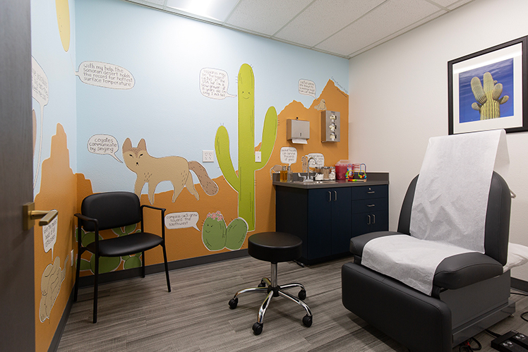 Pediatric Exam Room with Desert Themed Mural and Wildlife
